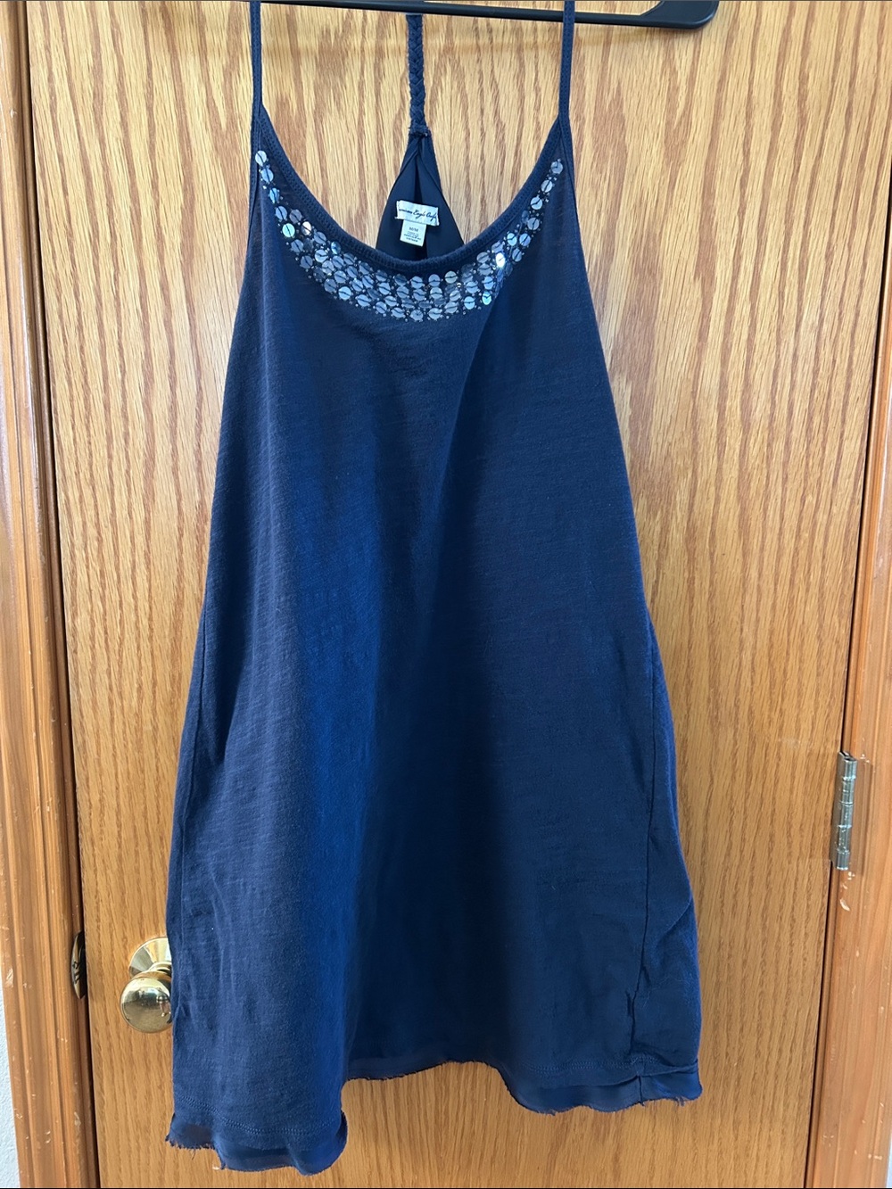 American Eagle Outfitters Navy Sequin Scoop-Neck Camisole Dress Sz M